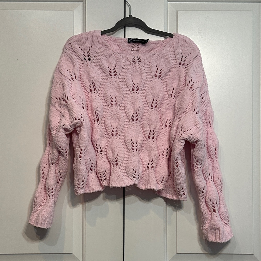 New York & Company Light Pink Open Knit Sweater